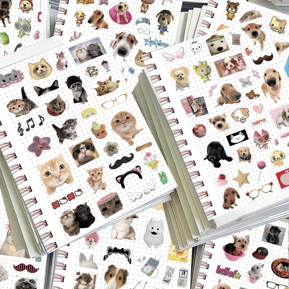 8 Sheets Of Cute Pet Close-up Stickers For Diary