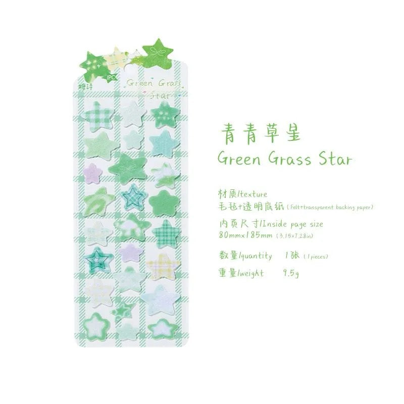 3D Felt Star Stickers Set of 6