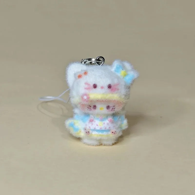 3D Flocked Cartoon Hat Kitty Phone Chain