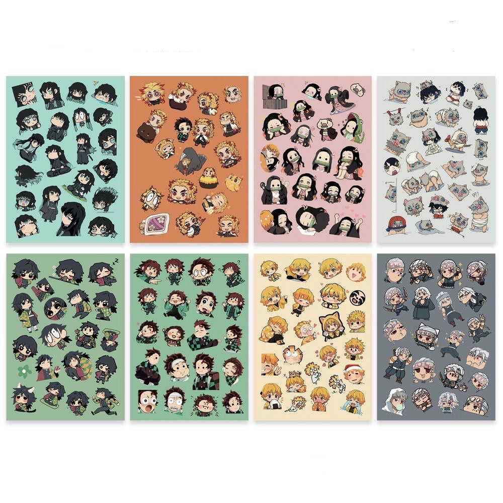8 Sheets Chibi Demon Slayer Stickers