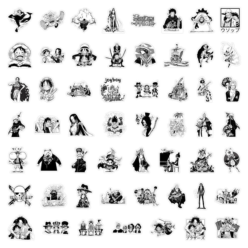 58Pcs One Piece Black And White Stickers