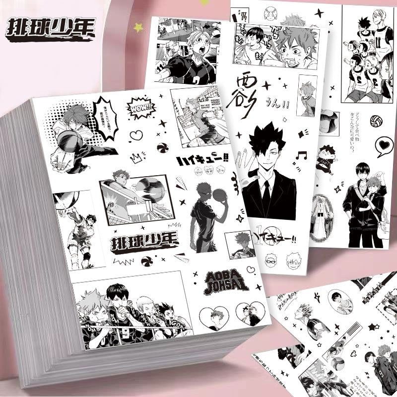 8 Sheets Haikyuu!! Black And White Stickers