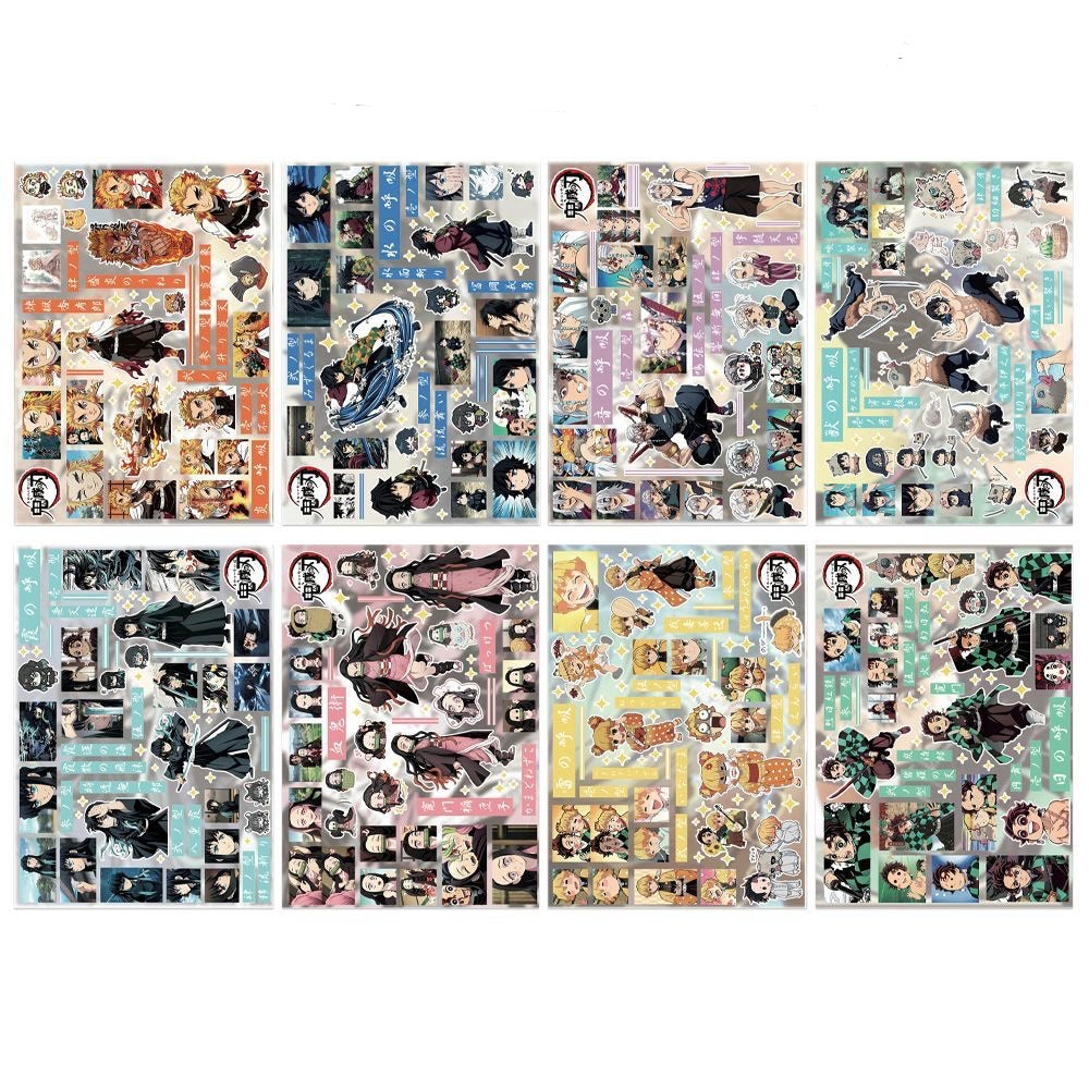 8 Sheets Demon Slayer Stickers A