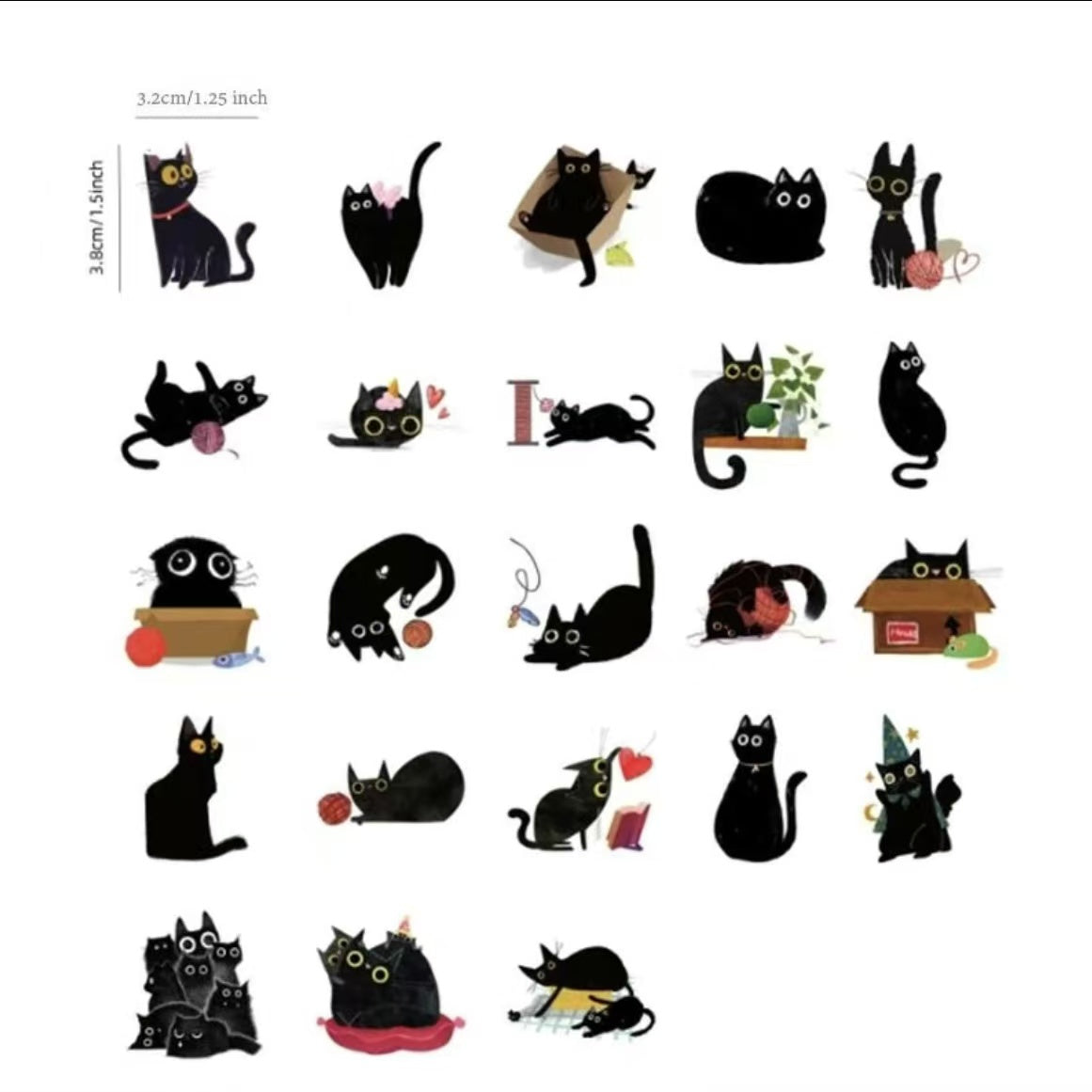 45Pcs Black Cat Knitting Wool Ball Stickers
