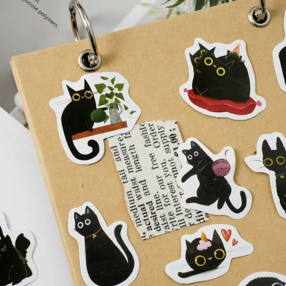 45Pcs Black Cat Knitting Wool Ball Stickers