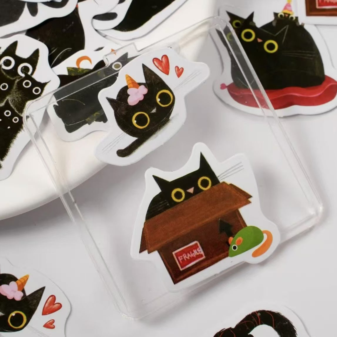 45Pcs Black Cat Knitting Wool Ball Stickers