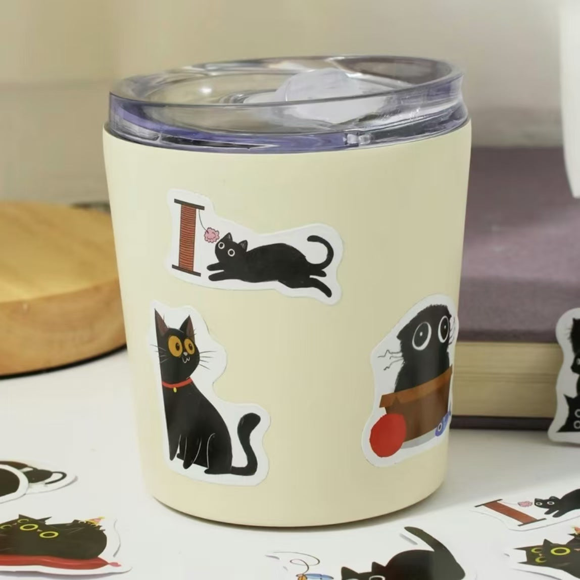 45Pcs Black Cat Knitting Wool Ball Stickers