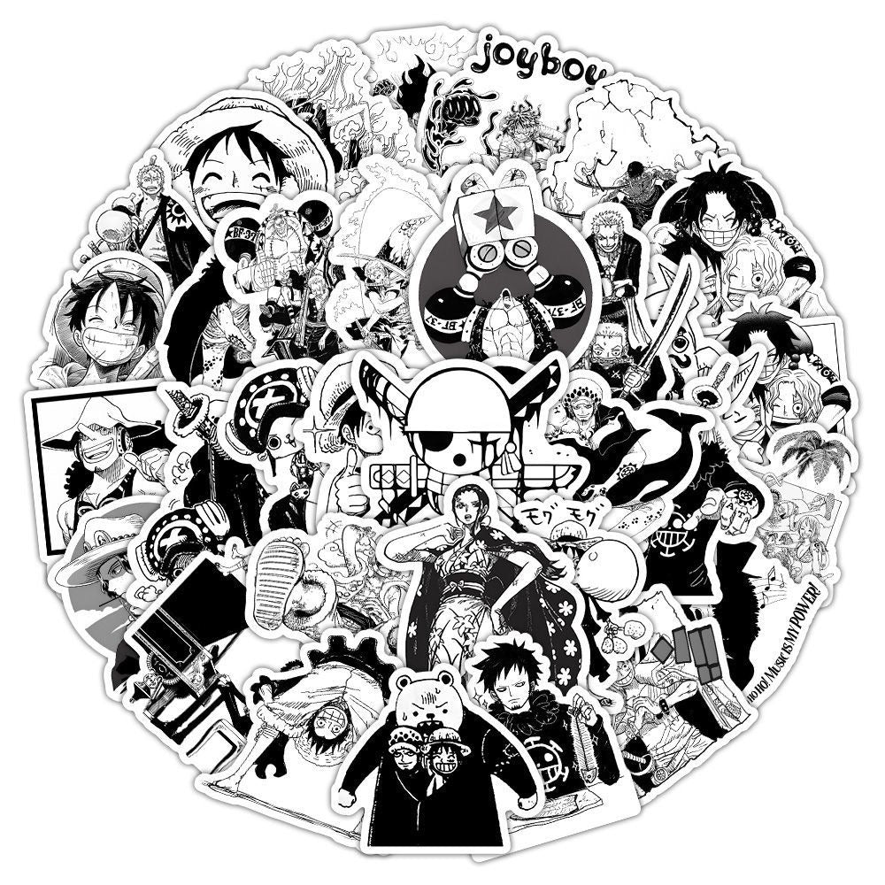 58Pcs One Piece Black And White Stickers