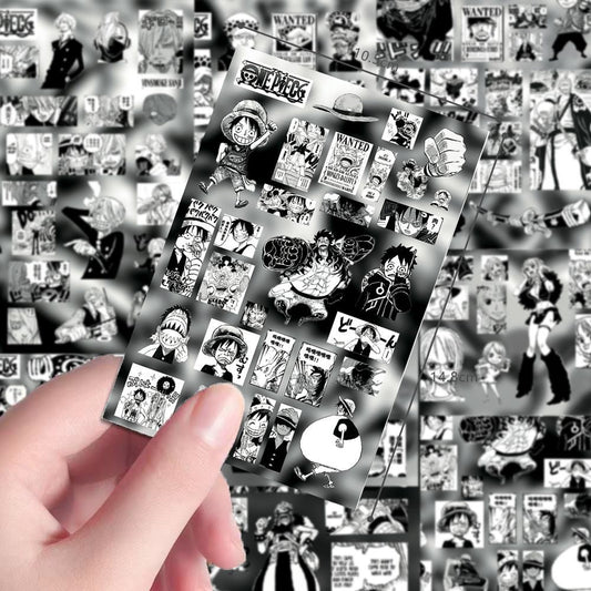 8 Sheets One Piece Black And White Stickers
