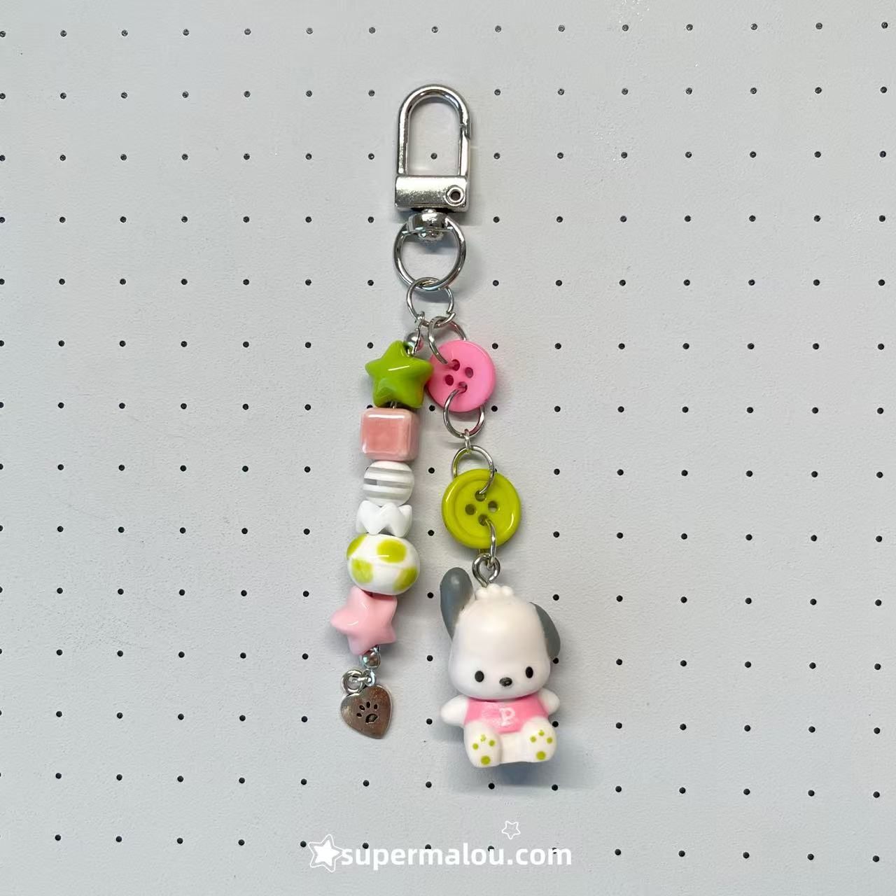 Pink Green Kitty Pochacco Bead Phone Chain Pendant