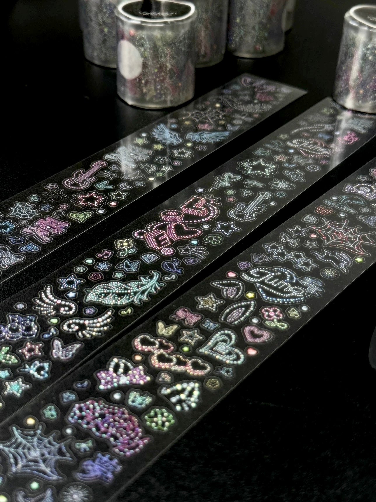 1M Mini Imitation Rhinestone Y2K Millennium Transparent Sticker Roll