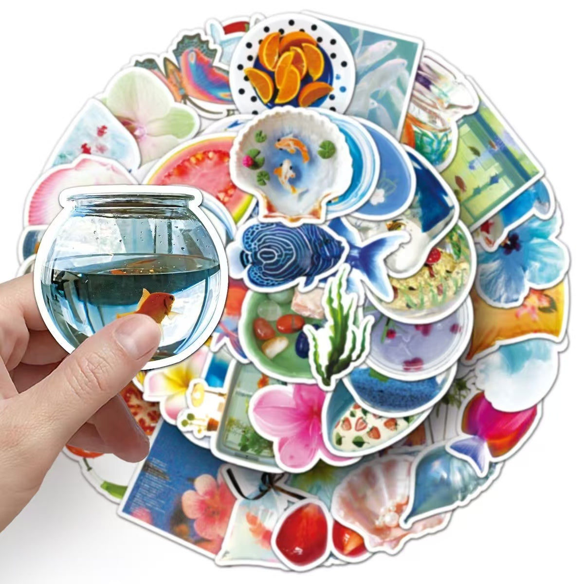 50Pcs Graffiti Tropical Summer Beach Shark Butterfly Stickers