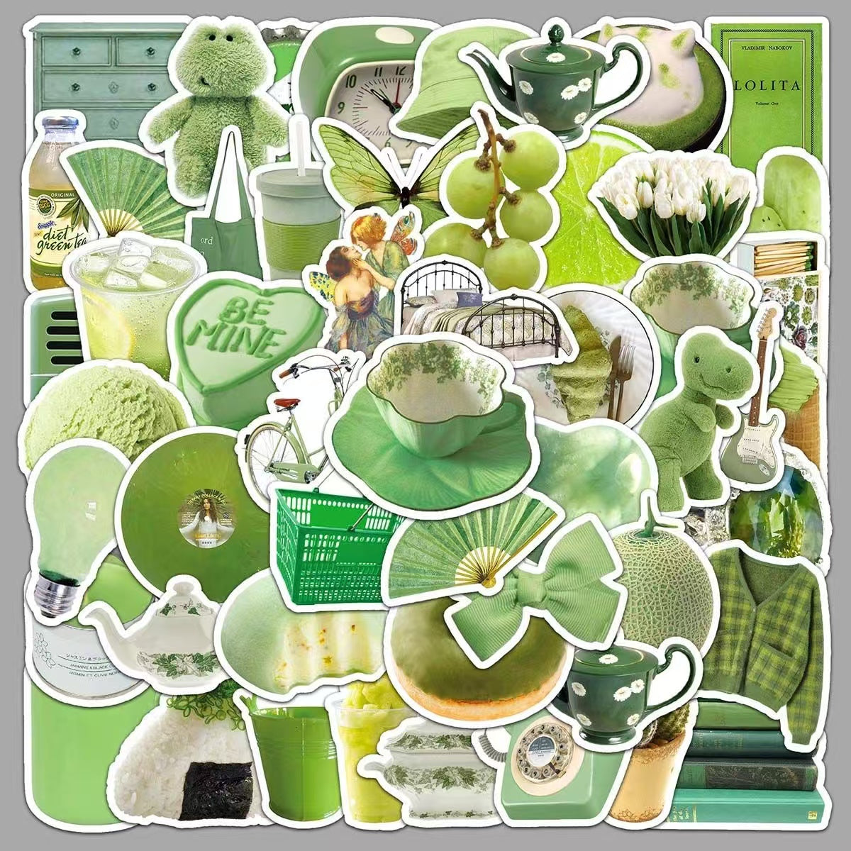 50Pcs Green IG Style Graffiti Cartoon Waterproof Stickers