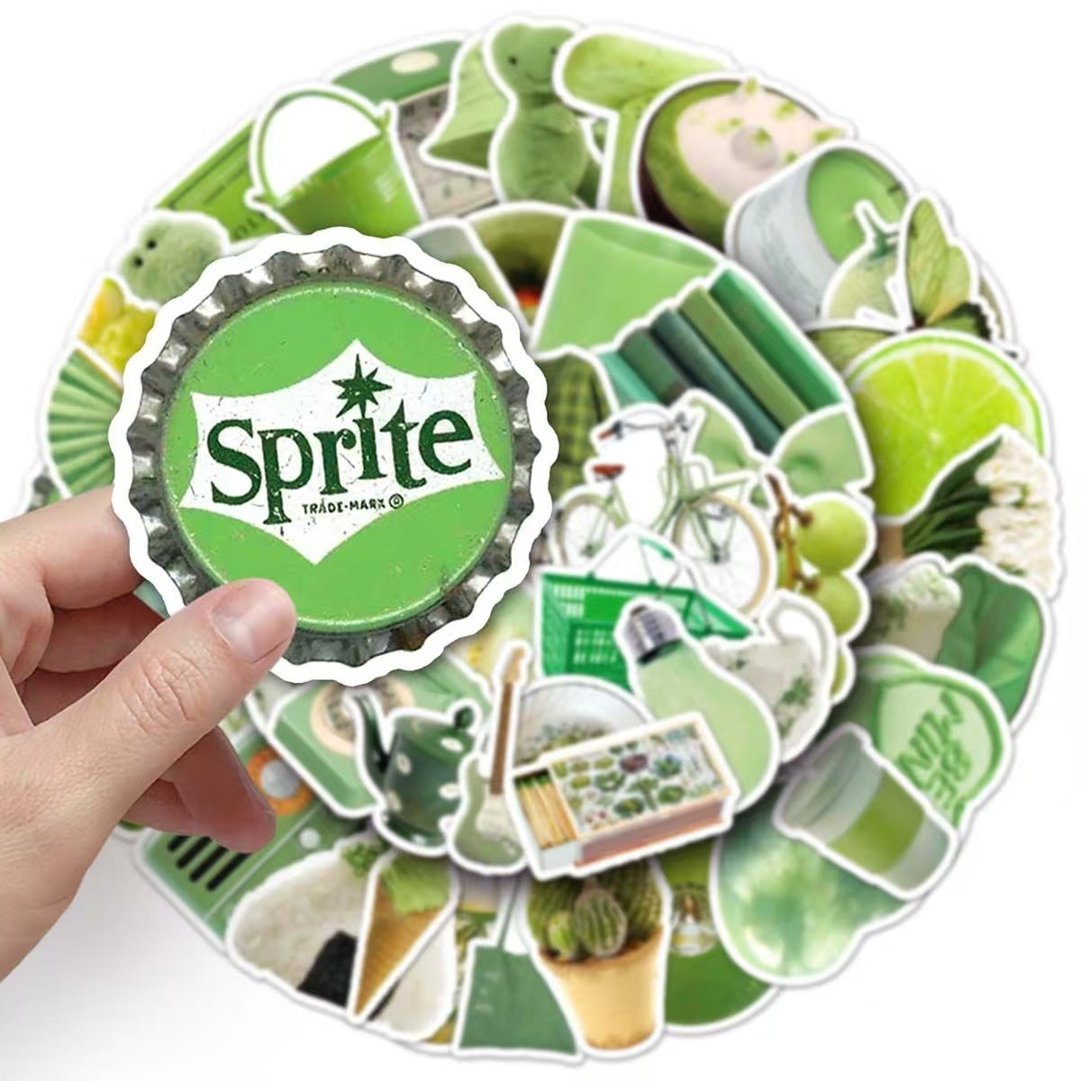 50Pcs Green IG Style Graffiti Cartoon Waterproof Stickers