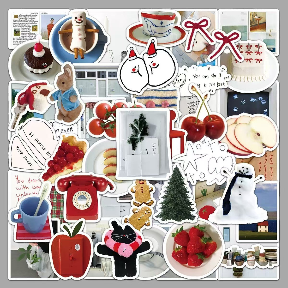 50Pcs IG Style Korean Cream Decorative Stickers