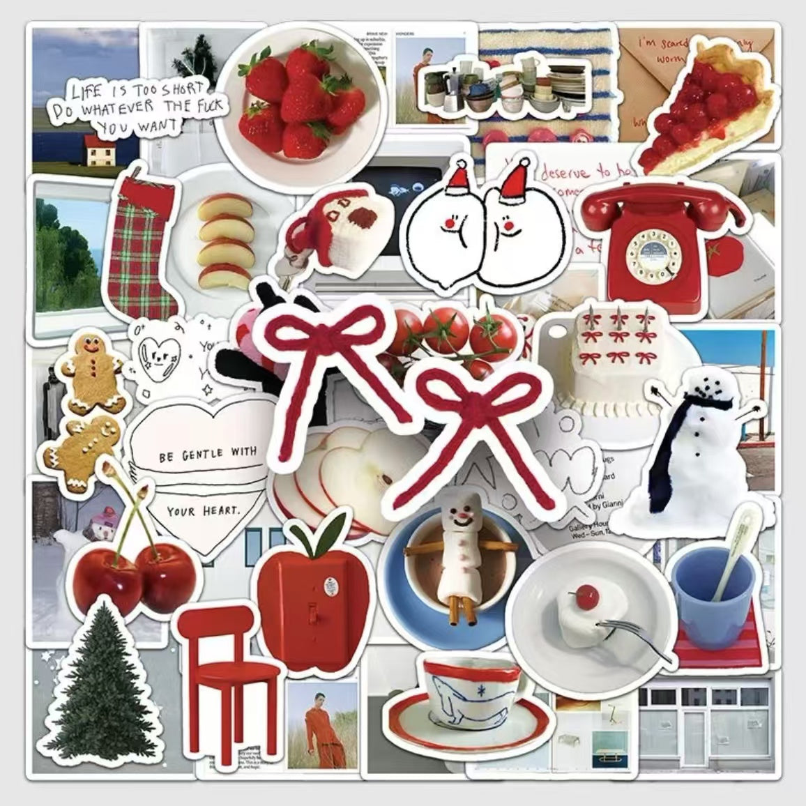 50Pcs IG Style Korean Cream Decorative Stickers