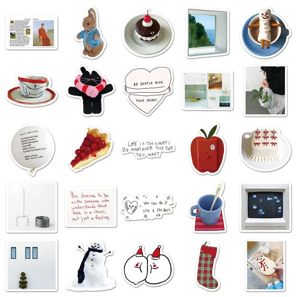 50Pcs IG Style Korean Cream Decorative Stickers