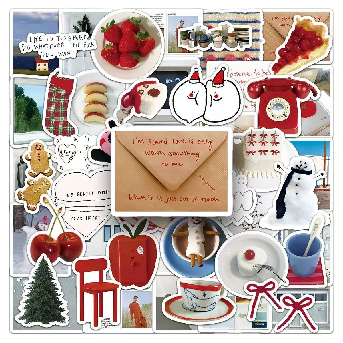 50Pcs IG Style Korean Cream Decorative Stickers