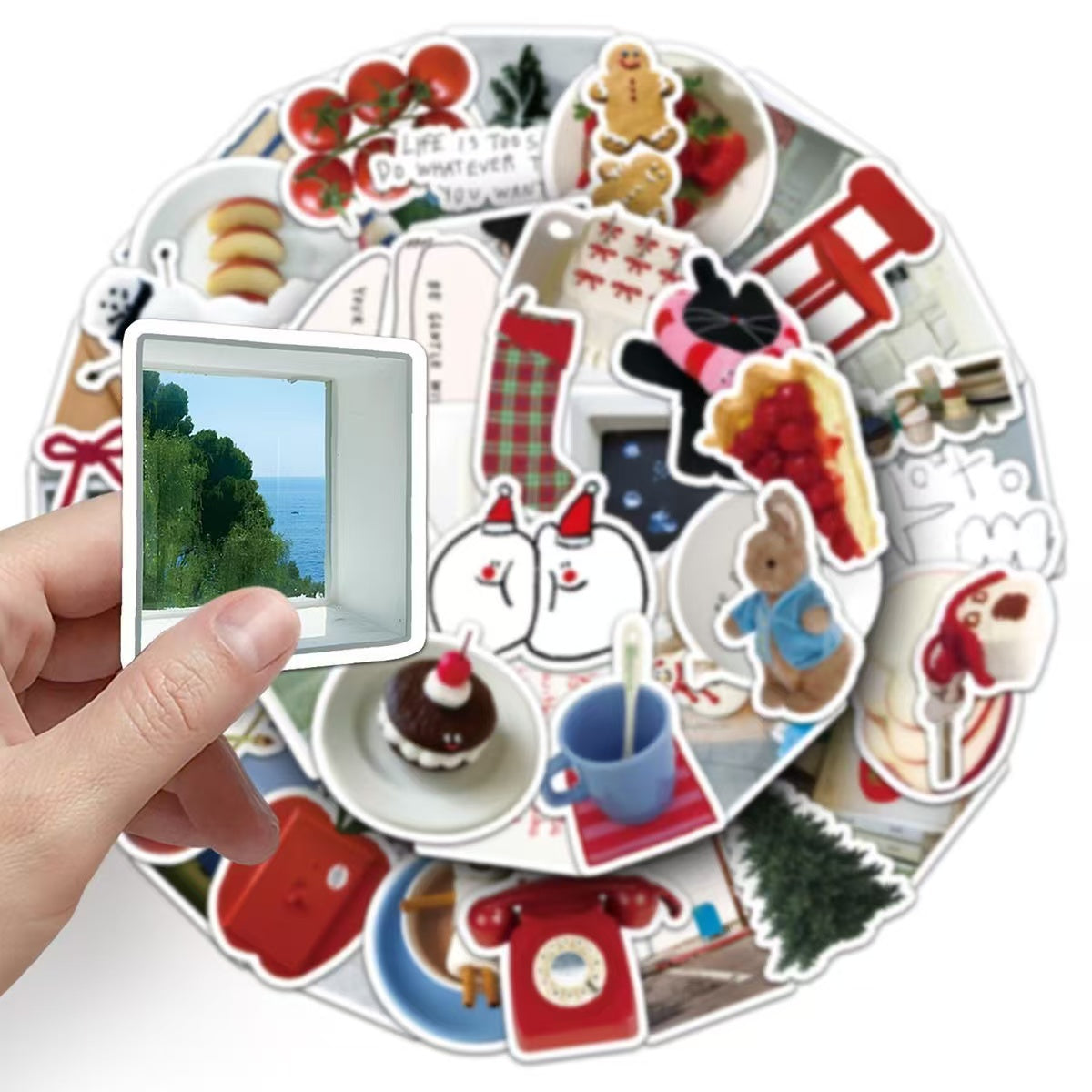 50Pcs IG Style Korean Cream Decorative Stickers