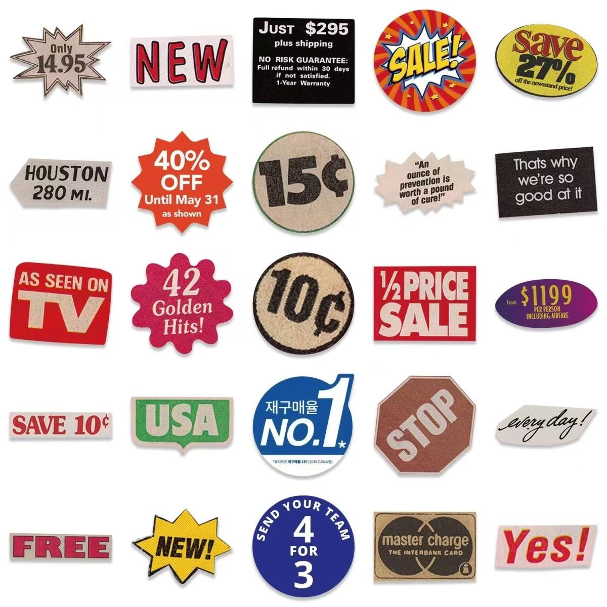 50Pcs Retro Pop Style Waterproof Stickers