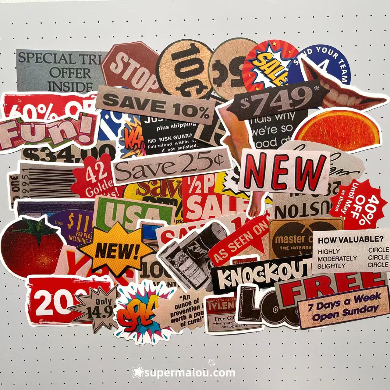 50Pcs Retro Pop Style Waterproof Stickers