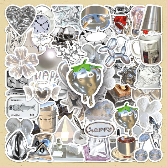 50pcs Silver IG Style Graffiti Deco Stickers