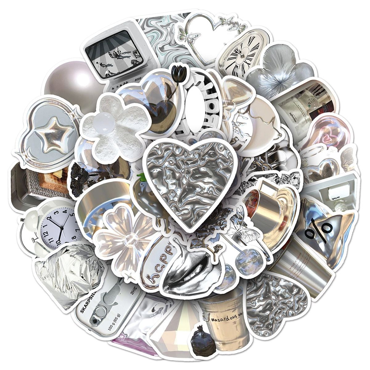 50pcs Silver IG Style Graffiti Deco Stickers