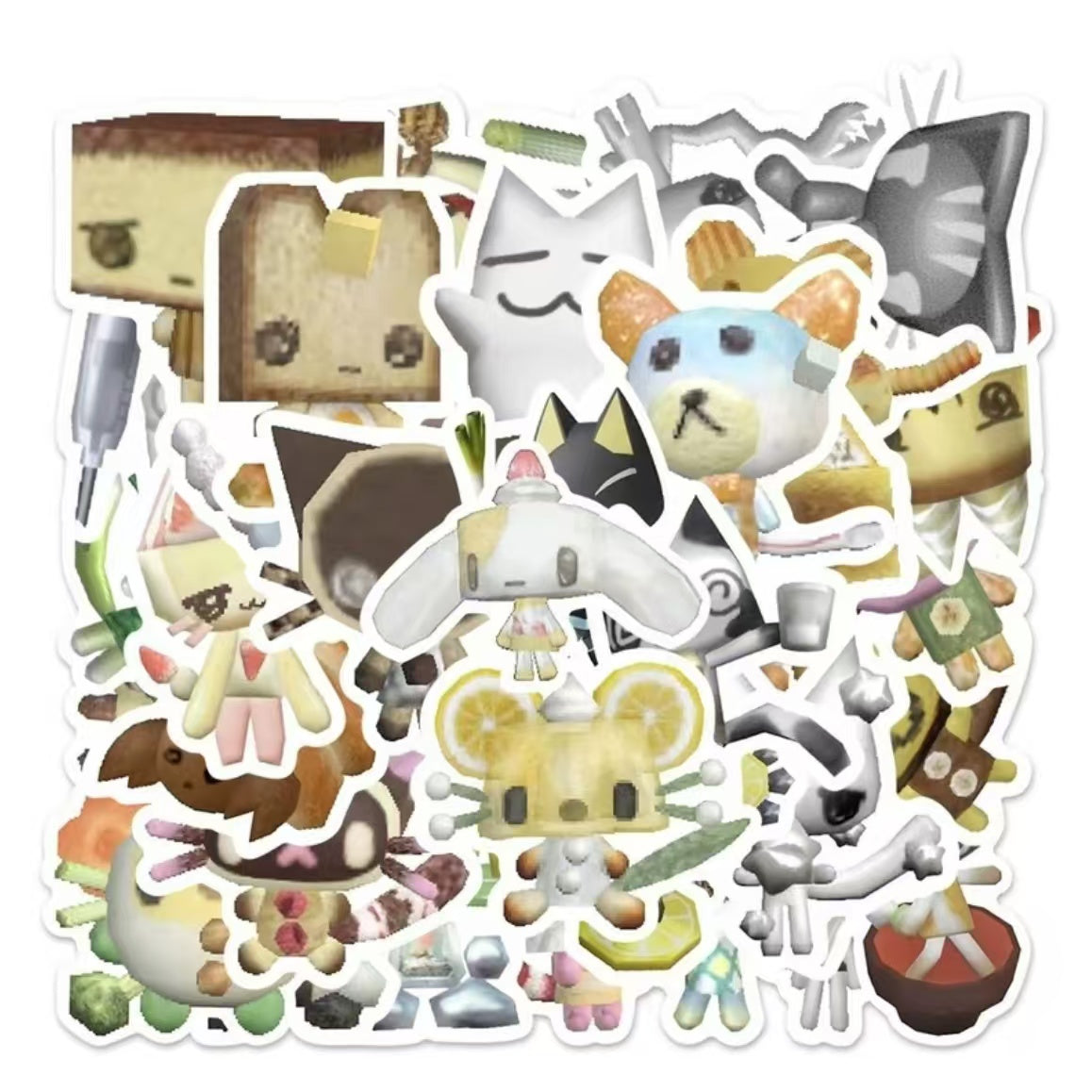 52Pcs Pixel Graph Cartoon Toro Cat Stickers