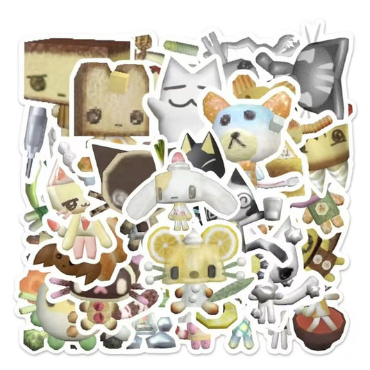 52Pcs Pixel Graph Cartoon Toro Cat Stickers