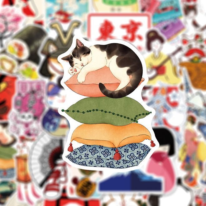 55Pcs Showa Retro DIY Waterproof Stickers