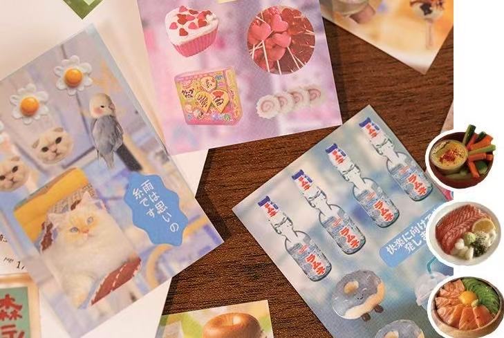 54 Pages Japanese Ancient Early Four-Color Mini Sticker Book