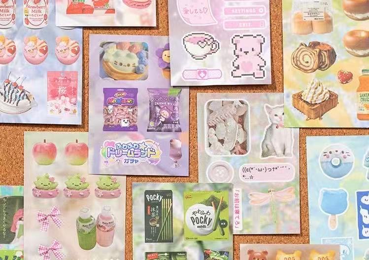 54 Pages Japanese Ancient Early Four-Color Mini Sticker Book