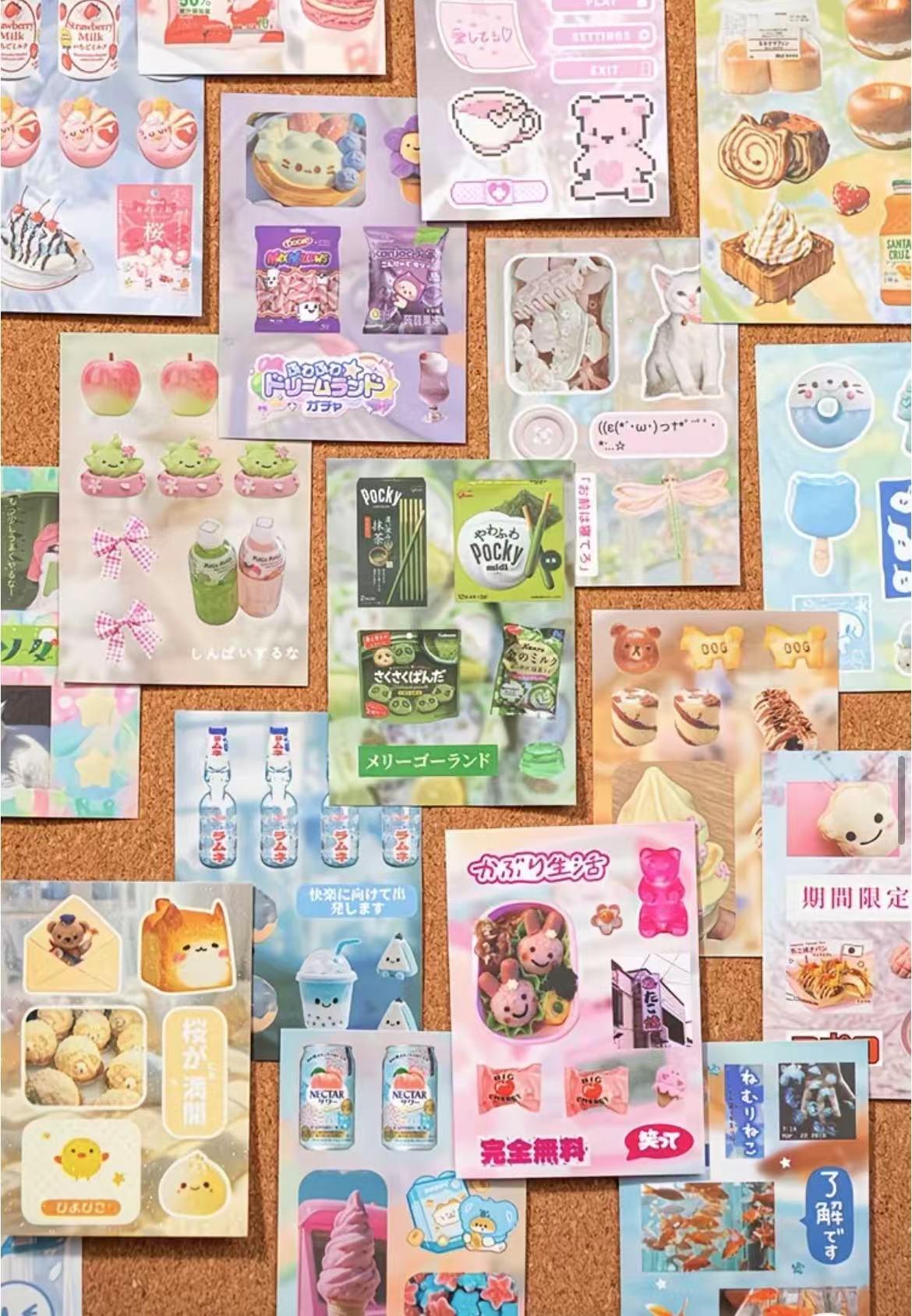 54 Pages Japanese Ancient Early Four-Color Mini Sticker Book