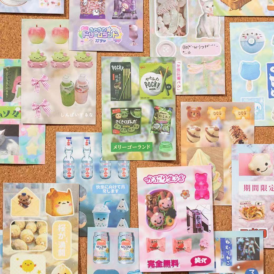 54 Pages Japanese Ancient Early Four-Color Mini Sticker Book