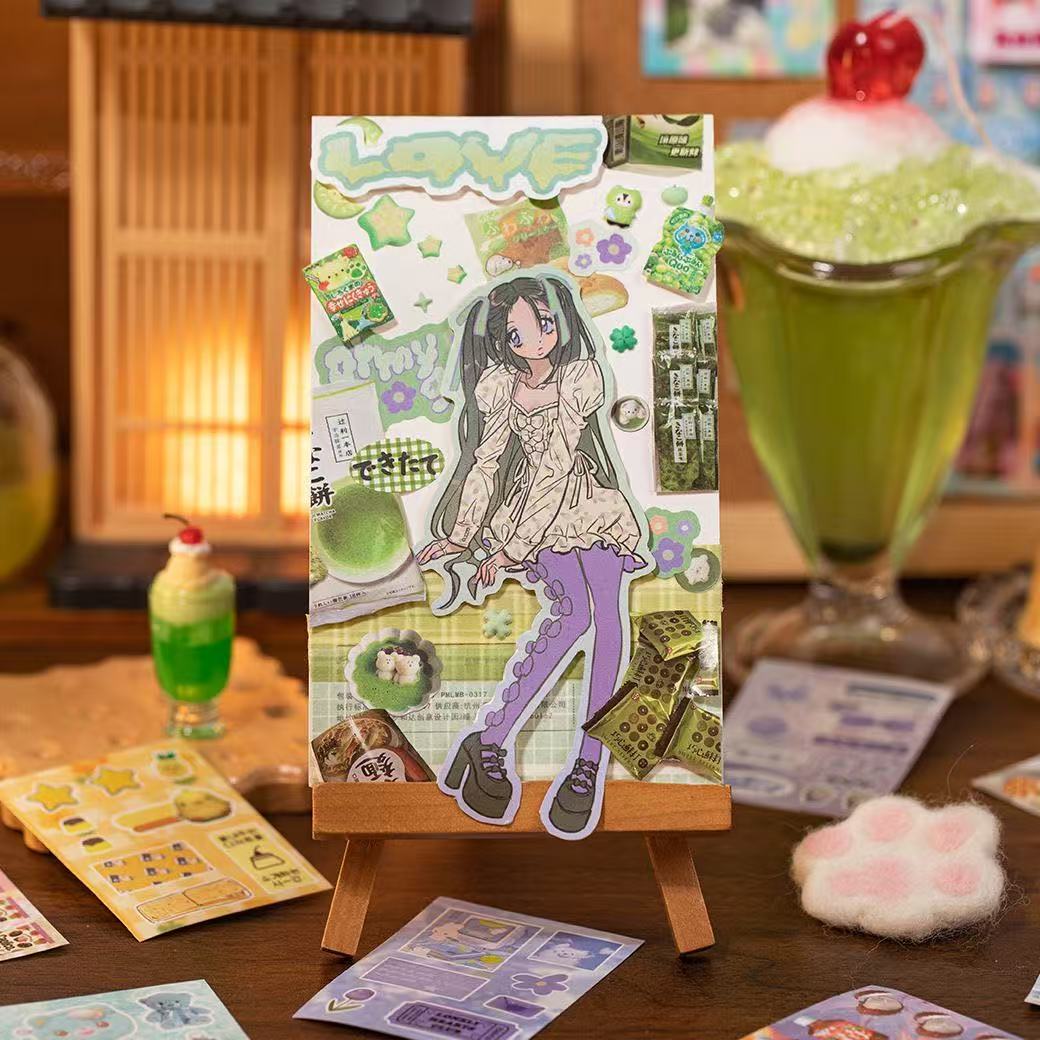 54 Pages Japanese Ancient Early Four-Color Mini Sticker Book