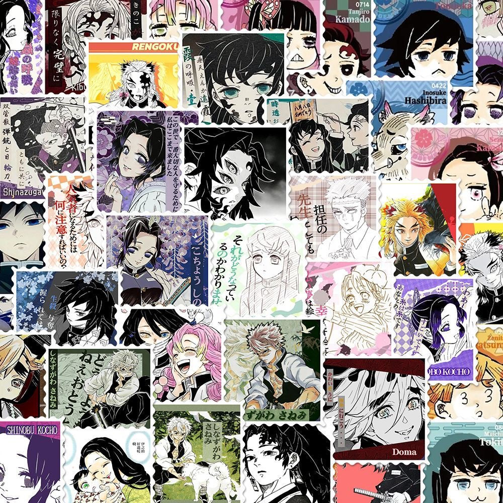54Pcs Demon Slayer Stam Waterproof Stickers