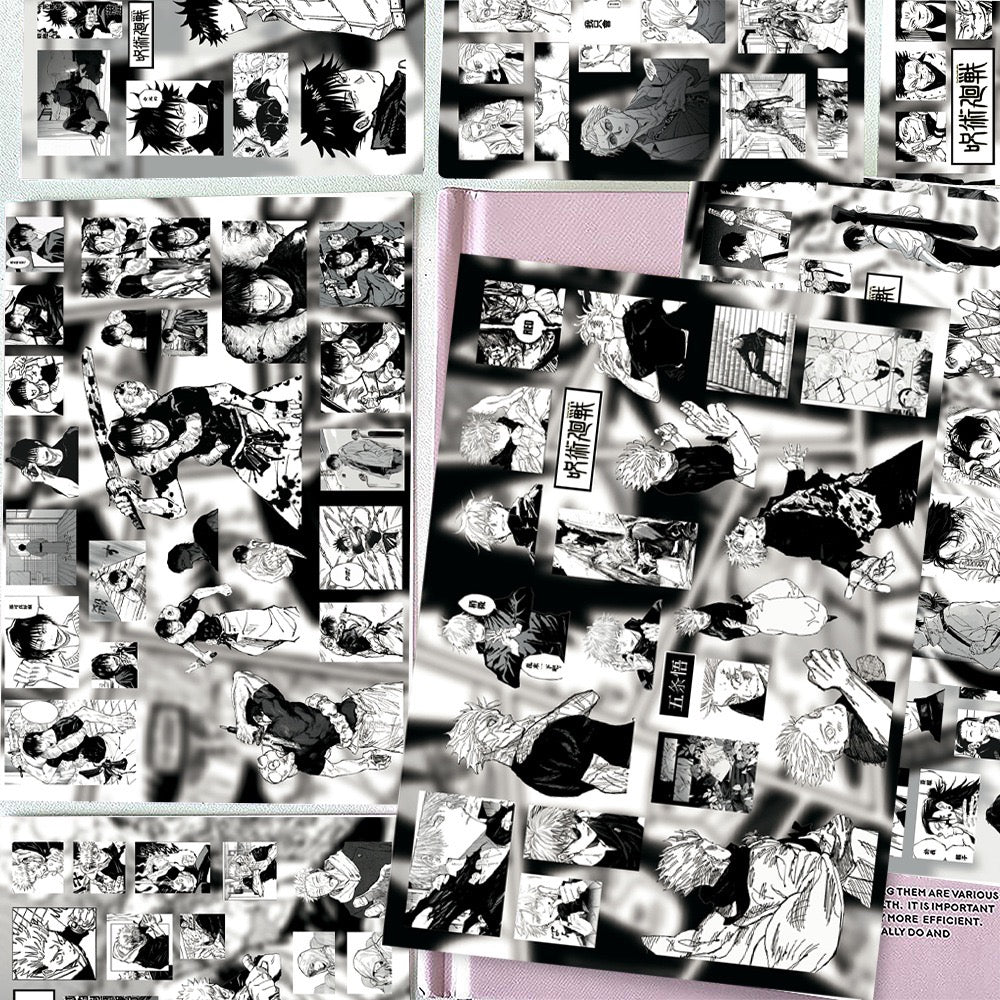 8 Sheets Jujutsu Kaisen‌ Black And White Stickers