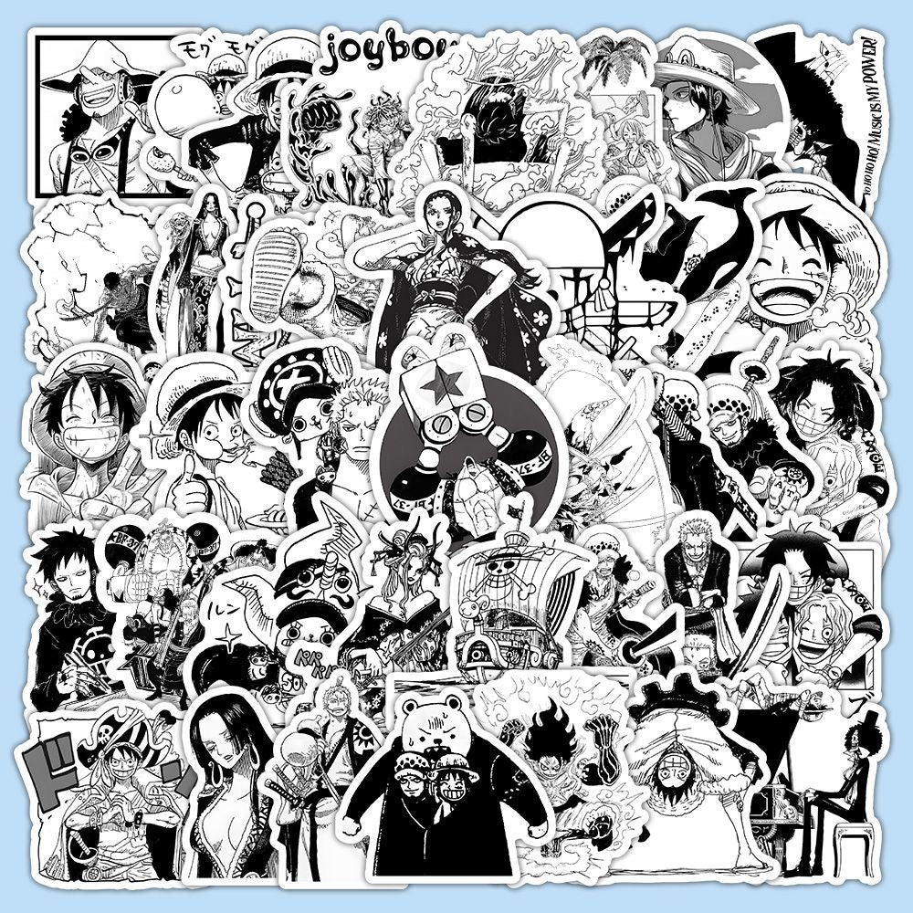 58Pcs One Piece Black And White Stickers