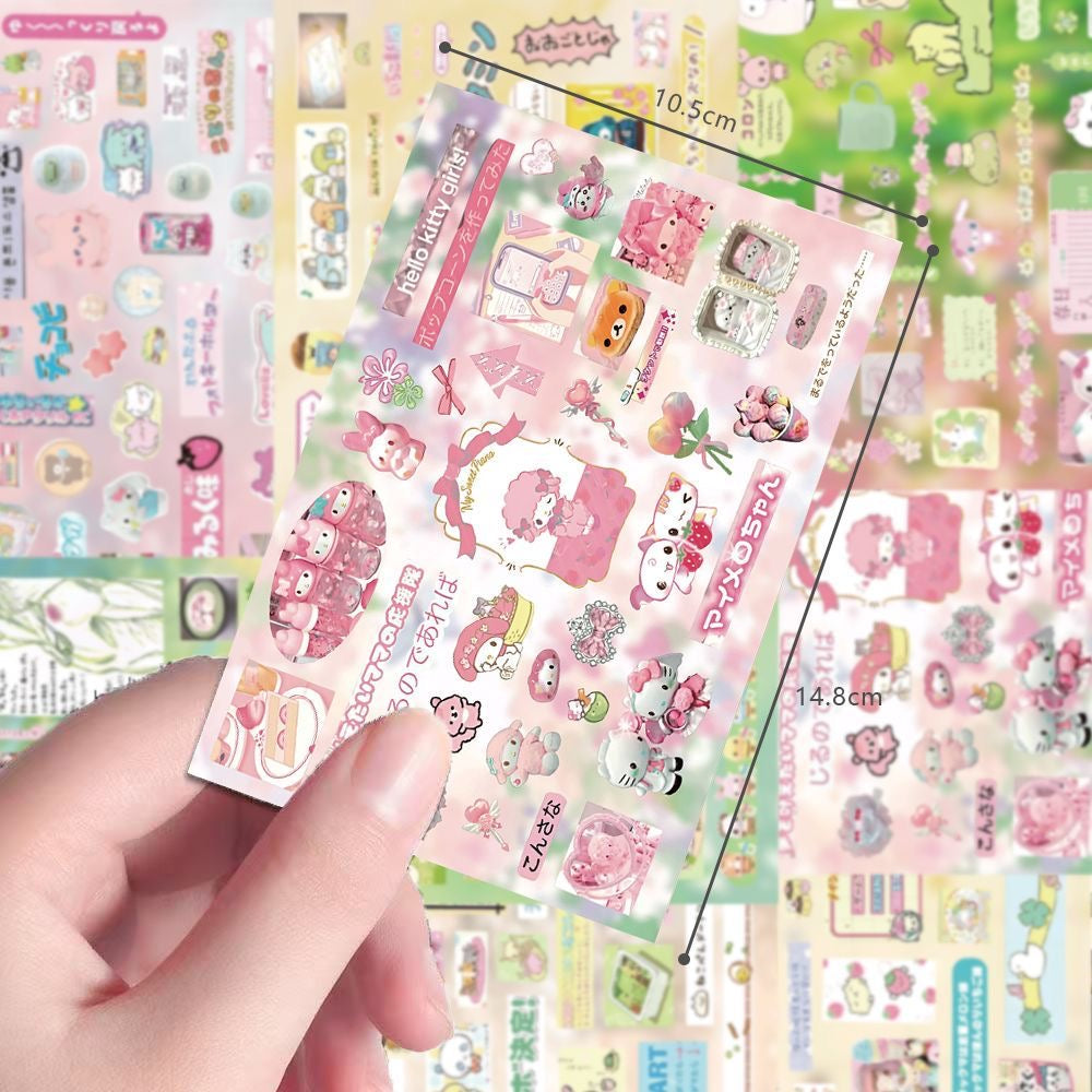8 Sheets ‌Pink And Green Cuties Stickers