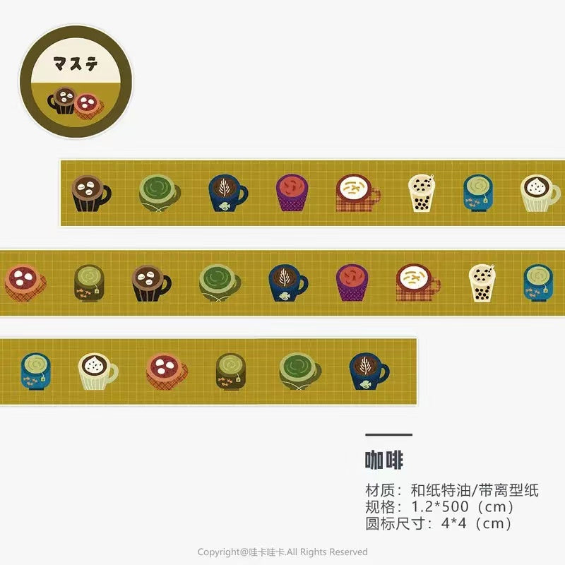 5M Japanese Retro Cartoon Food Sticker Roll