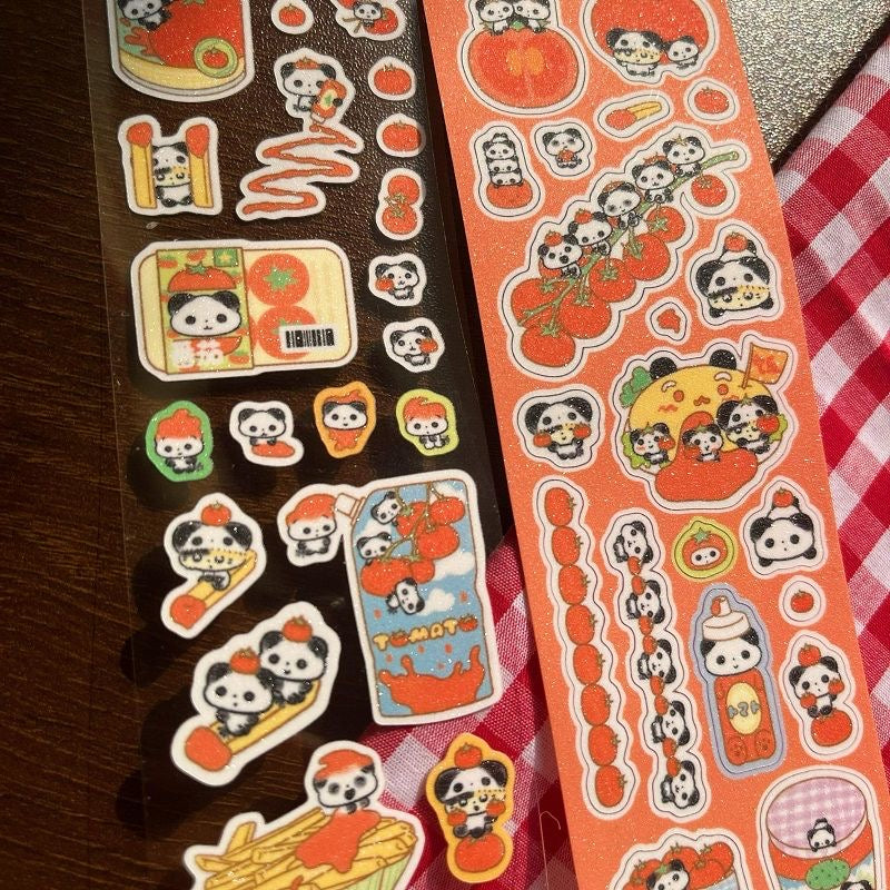 5M Red And Tomato Panda Orange Sticker Roll