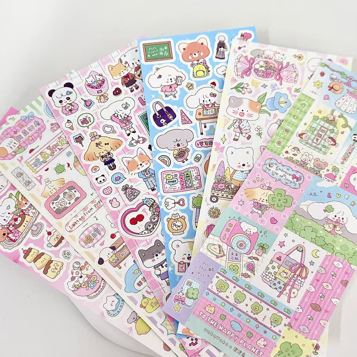 5 Sheets Cute Cartoon Small Animals Stickers