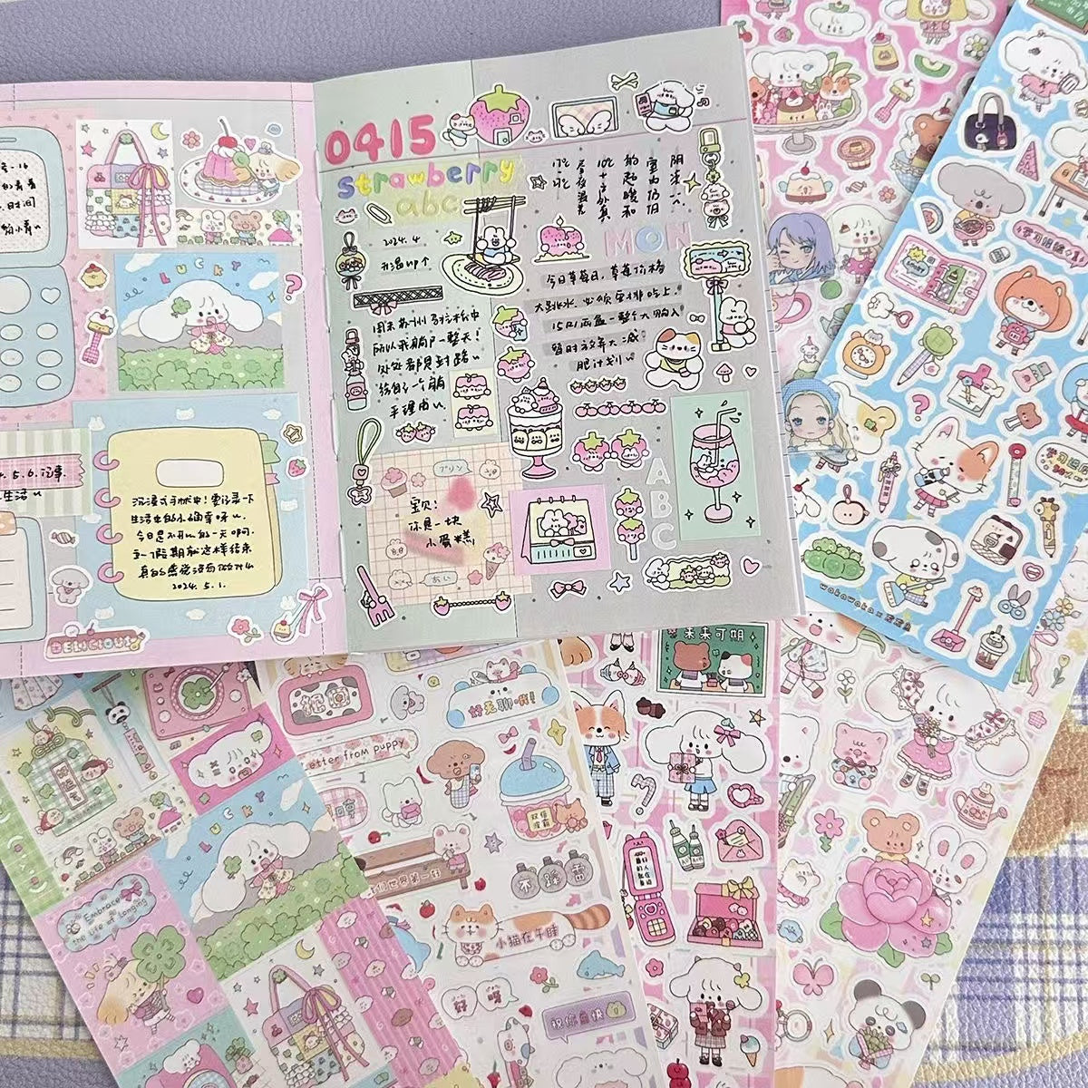 5 Sheets Cute Cartoon Small Animals Stickers