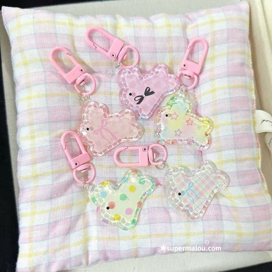 5 Styles Of Transparent Rabbit Keychains