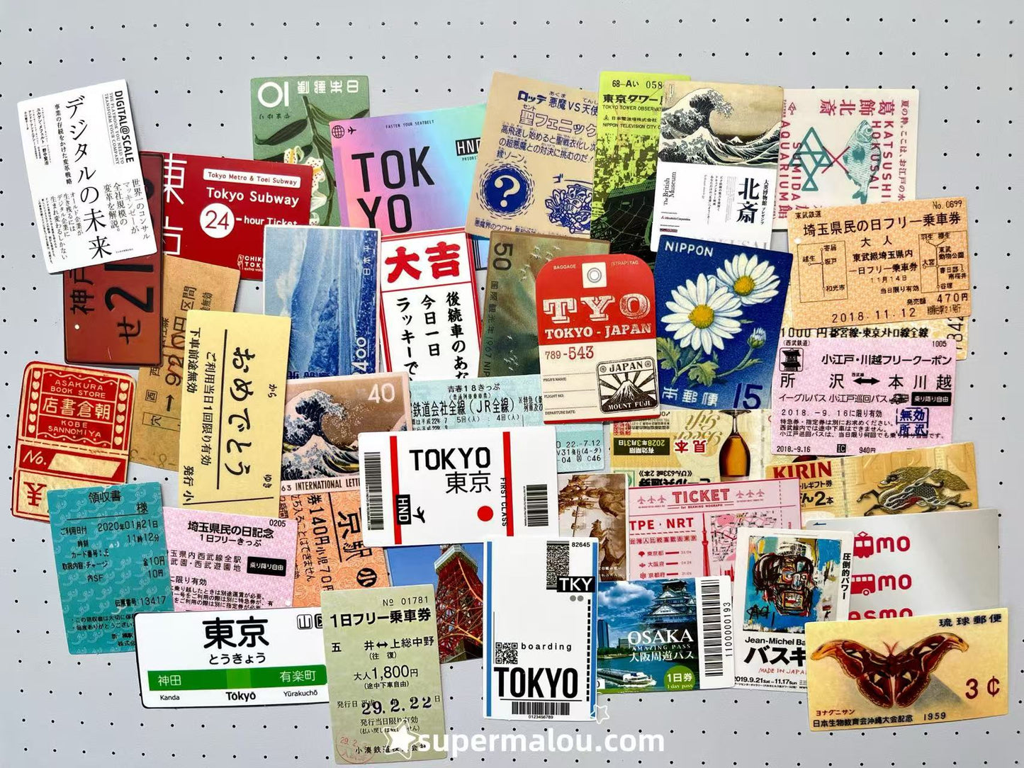 60Pcs Japanese Travel Ticket Stub Stickers