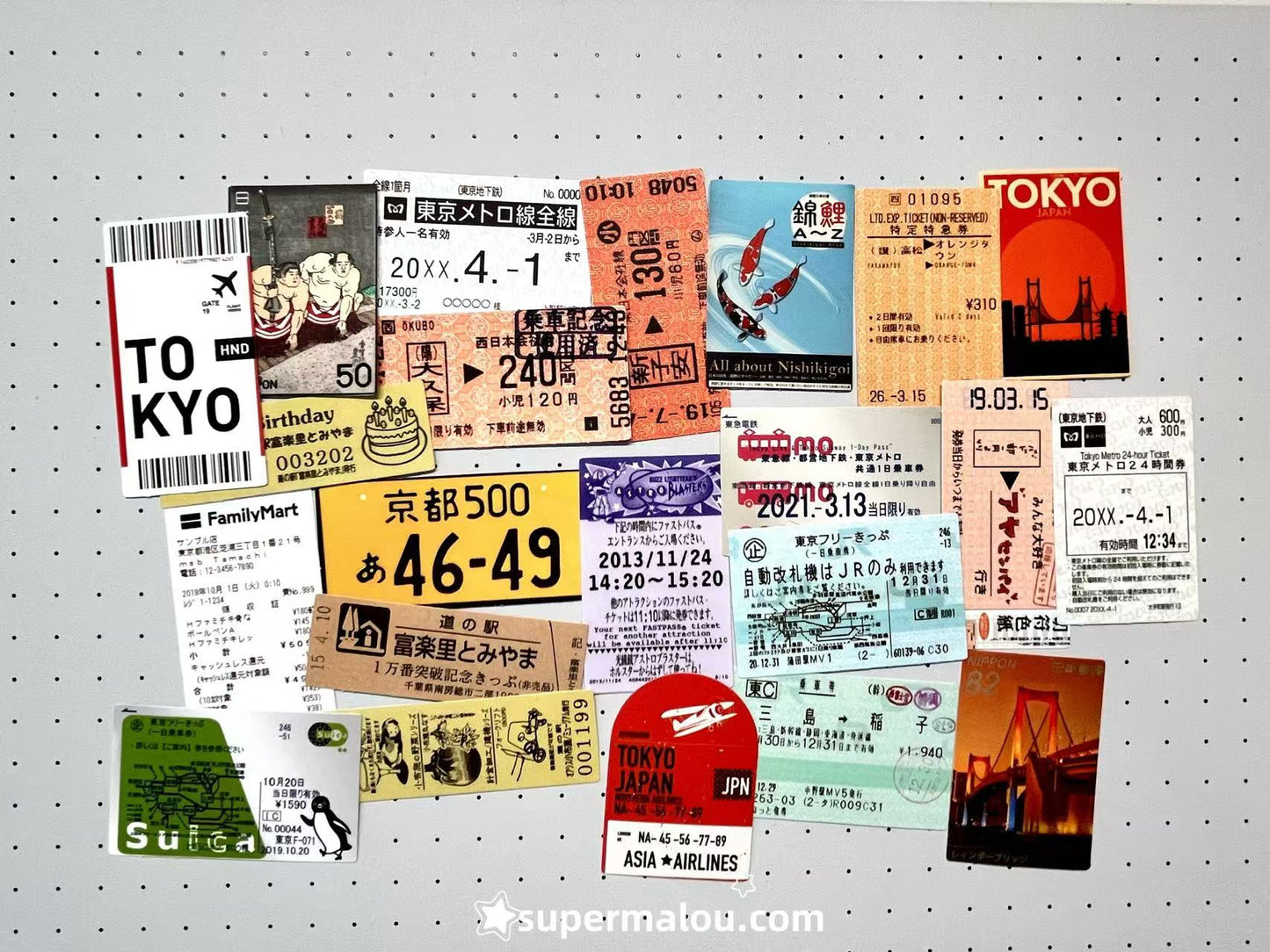 60Pcs Japanese Travel Ticket Stub Stickers