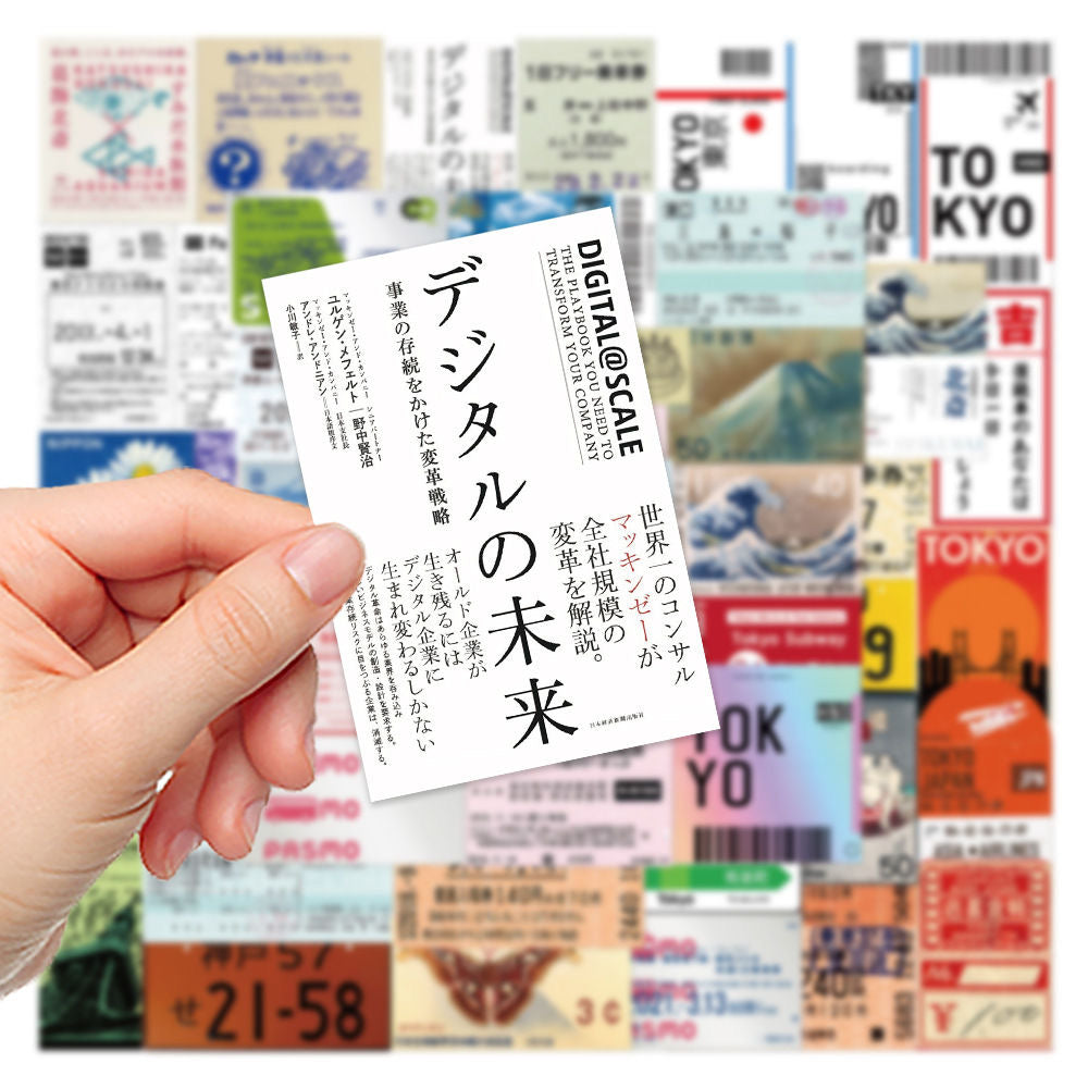 60Pcs Japanese Travel Ticket Stub Stickers
