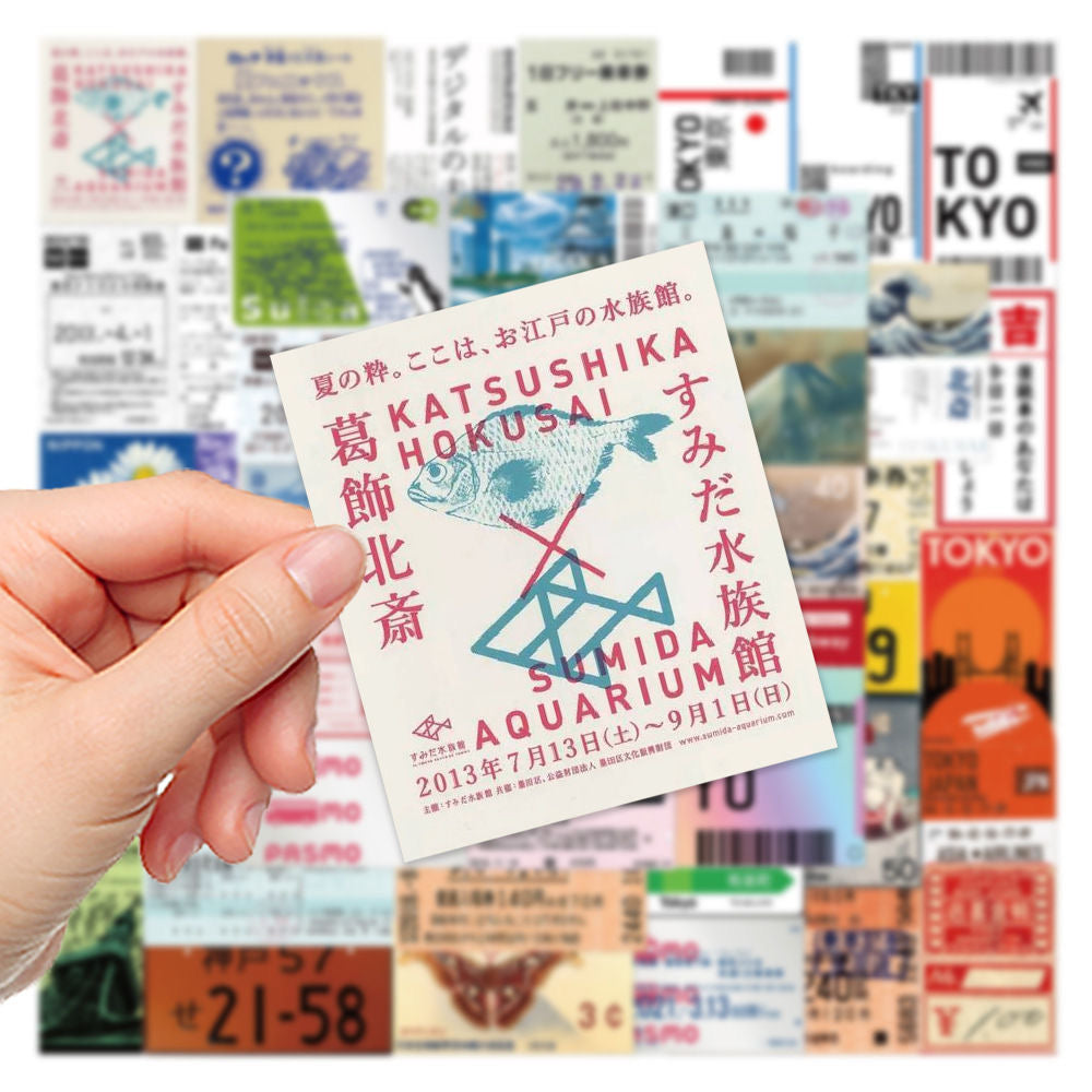 60Pcs Japanese Travel Ticket Stub Stickers