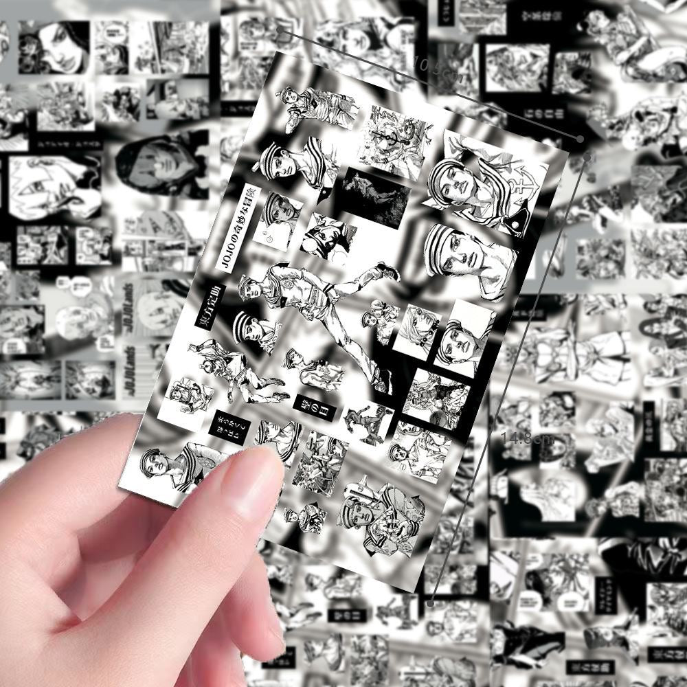 8 Sheets ‌JoJo's Bizarre Adventure Black And White Stickers