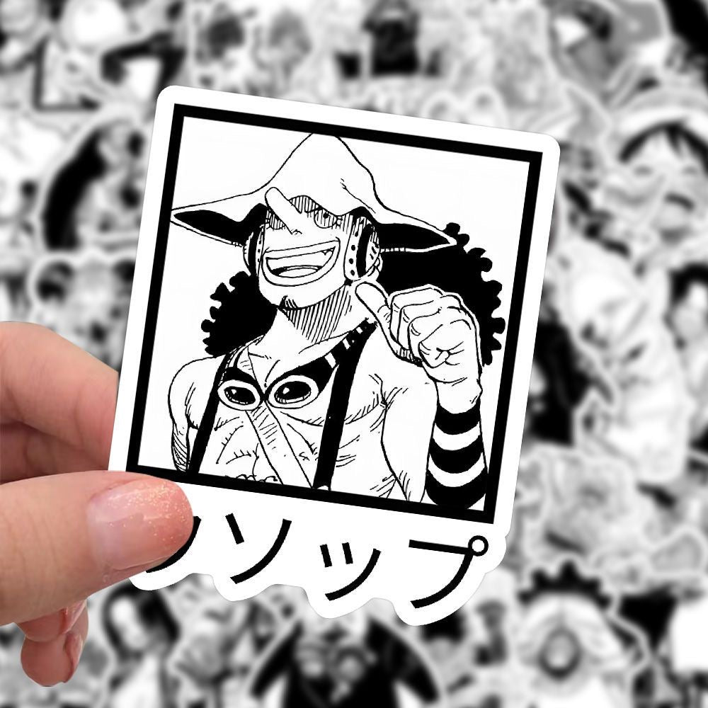 58Pcs One Piece Black And White Stickers